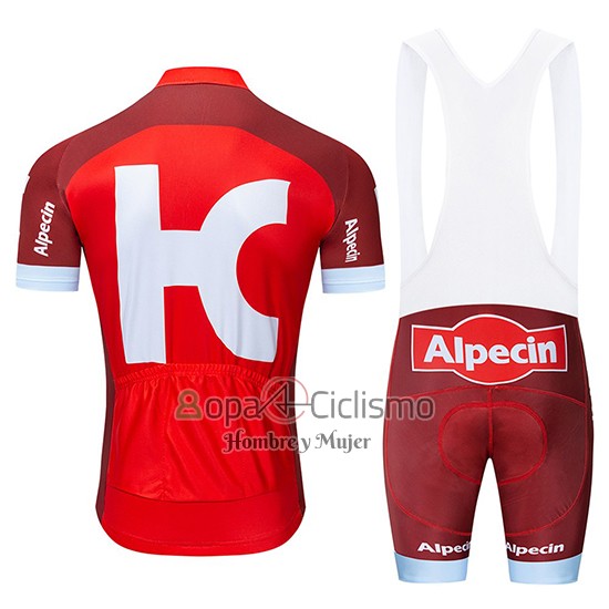 Katusha Alpecin Ropa Ciclismo Culotte Corto 2019 Mangas Cortas Rojo Blanco